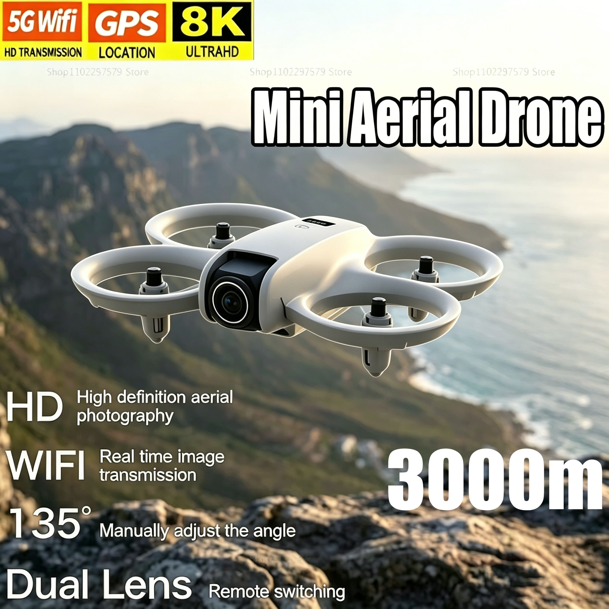 Drone Kit Tricopter - Mini Drone com Câmera HD 8K